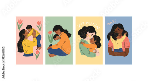 Four diverse women in colorful clothes sitting on the floor woman girl