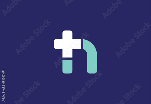 Medical plus symbol letter H logo icon design template elements,