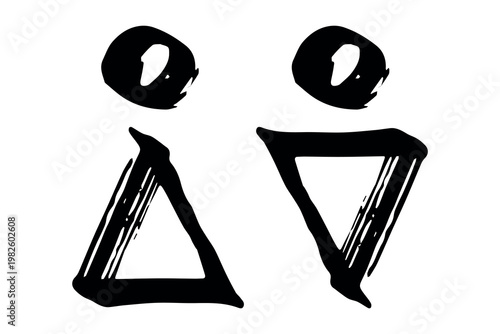 Hand drawn female and male gender identity sign Girls and boys Man and woman pictogram Lady and gentleman for restroom, toilet, washroom, lavatory, closet, WC, bathroom, door sticker