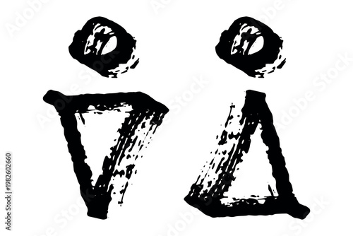 Hand drawn female and male gender identity sign Girls and boys Man and woman pictogram Lady and gentleman for restroom, toilet, washroom, lavatory, closet, WC, bathroom, door sticker