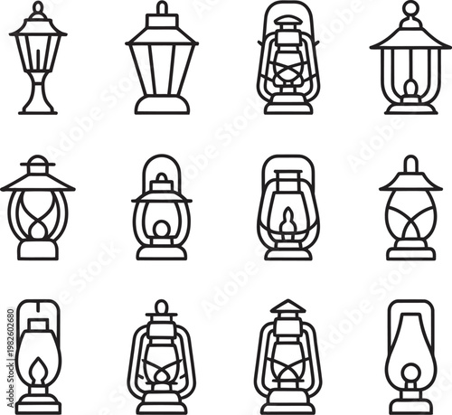 Set of vector icon illustrations showing people and everyday activities in a simple black silhouette style