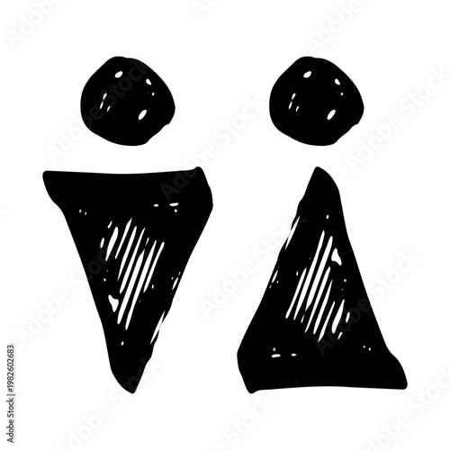 Hand drawn female and male gender identity sign Girls and boys Man and woman pictogram Lady and gentleman for restroom, toilet, washroom, lavatory, closet, WC, bathroom, door sticker