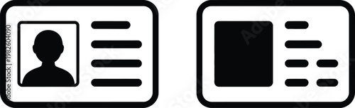 Front and back view of personal identification card vector icons. silhouette ID document set.
