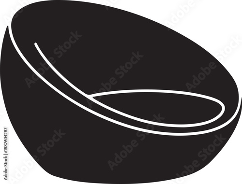 Round ergonomic ball chair silhouette icon for modern office and home furniture design project