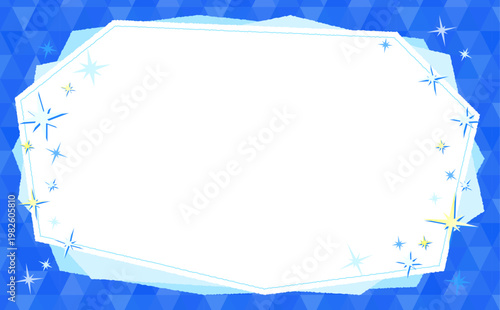 冷たい氷イメージのフレームとポリゴン模様背景2_横