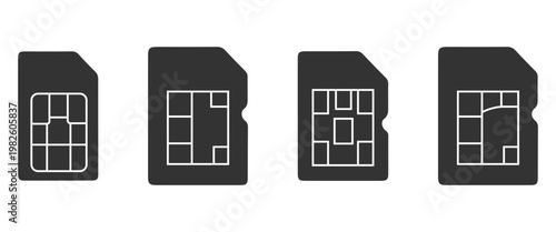 eSIM Icon Set – Modern Web and Mobile Network Symbols Collection on White Background Vector