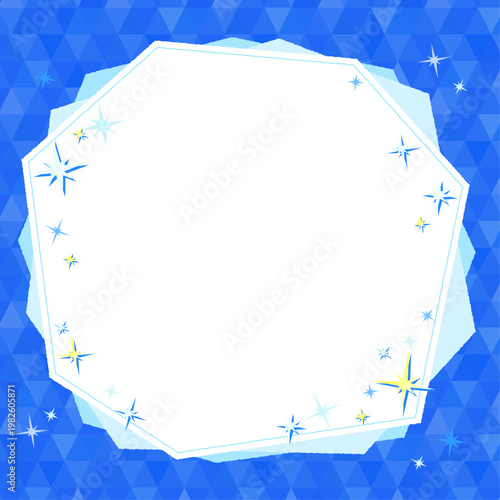 冷たい氷イメージのフレームとポリゴン模様背景2_正方形