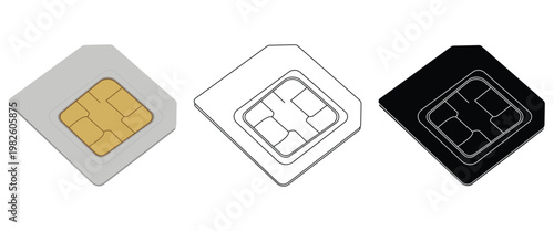 eSIM Icon Set – Modern Web and Mobile Network Symbols Collection on White Background Vector