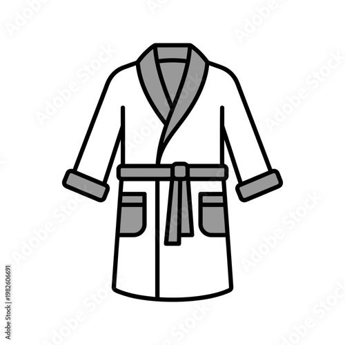 An icon of a cozy bathrobe hangs freely indoors.