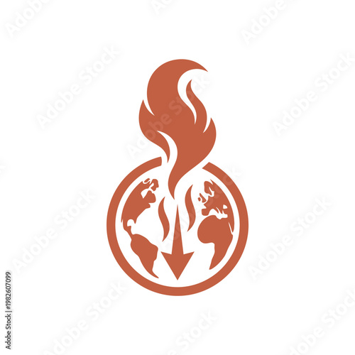 Icon representing Earth on fire with a dramatic global icon