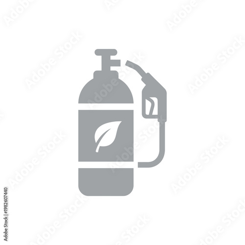 Icon of a fuel nozzle on a biofuel bottle icon