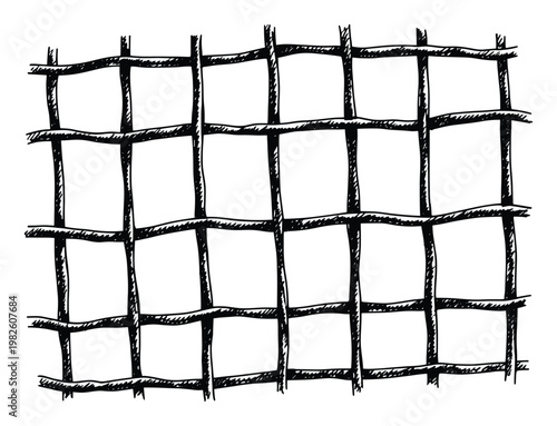 Sketchy hand drawn grid graphic with irregular lines providing an abstract texture for various visual projects and compositions.
