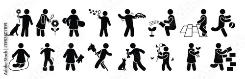 kids activities glyph icons pack 