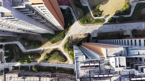 aerial view of residential buildings