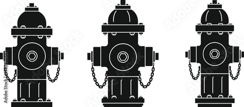 Fire hydrant editable vector illustration collection set black white icons for emergency services city infrastructure designs