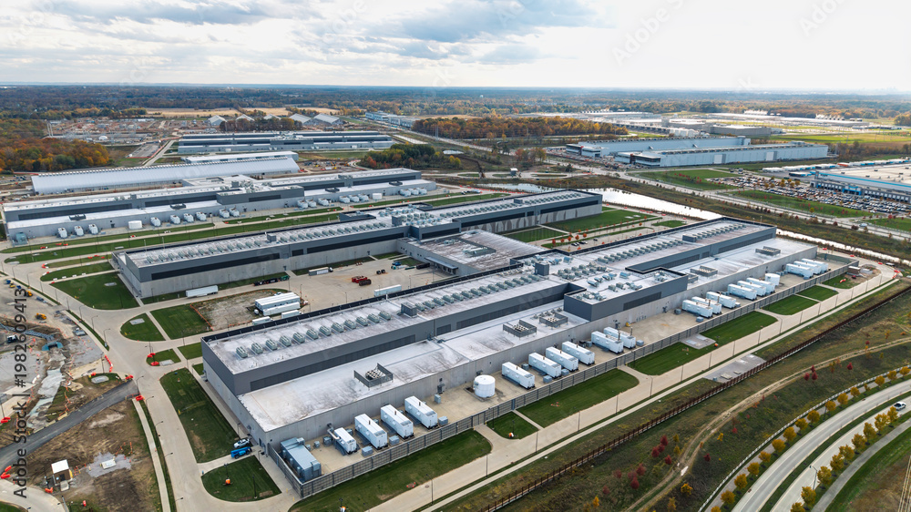 Obraz premium AI data center expanding global digital infrastructure