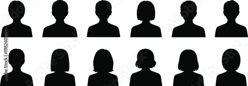 Diverse Human Silhouettes Head and Shoulders Collection