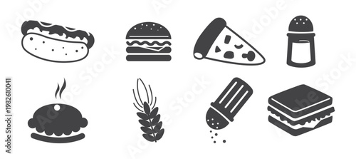 Fast food icons set isolated on background