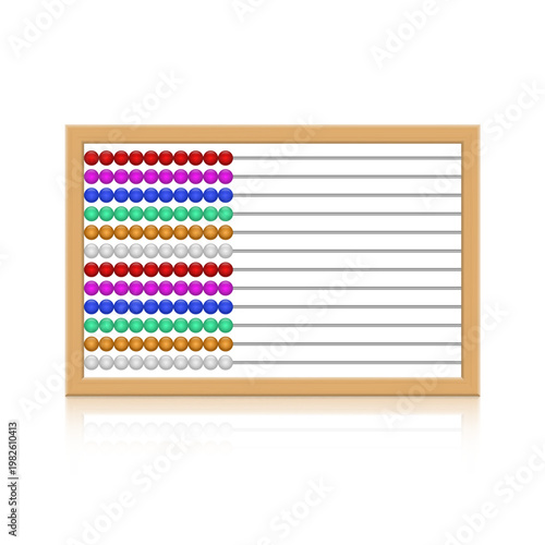 Abacus counting tool with colorful beads on a wood frame for math education