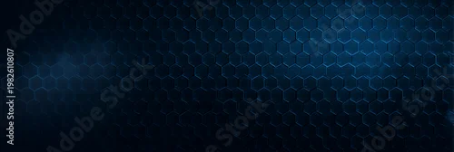 Obraz  z motywem exagon texture, on deep blue background and blur effect on part of texture 