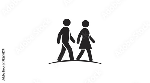Simple Black Silhouette of Couple Walking Together