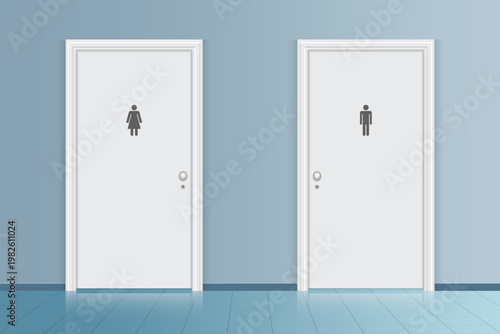 Restroom doors designate facilities for women and men in a public space.