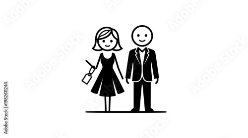 Elegant Black And White Couple Silhouette