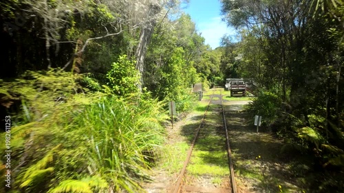 Scenic Railway Ride Past Forest Platform