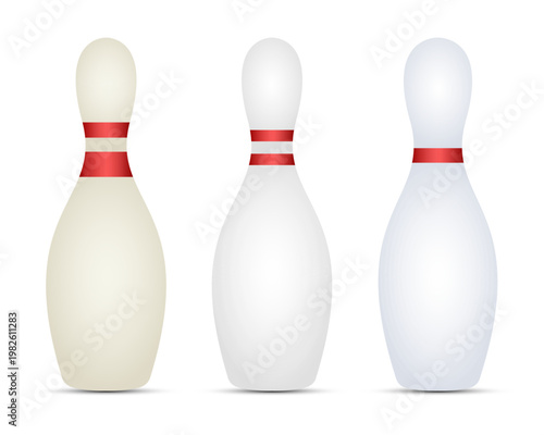 Bowling Pins Standing in a Row, Ready for a Game of Bowling Fun