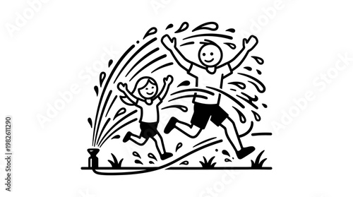 Kids Playing in a Sprinkler Summer Fun