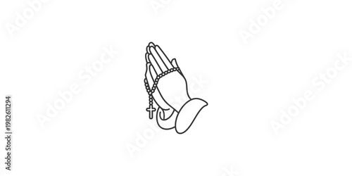 Praying hands clasped with rosary beads and cross religion faith spiritual devotion prayer christian