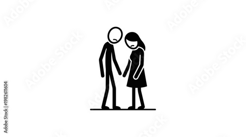 Sad Couple Holding Hands on White Background