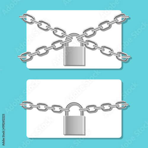 Chained Locks: Security symbols showcase protection and digital safeguarding.