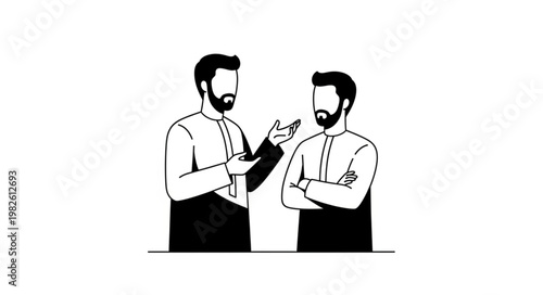 Two men in traditional attire discussing an important matter.