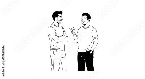 Two men having a serious conversation, discussing important matters.