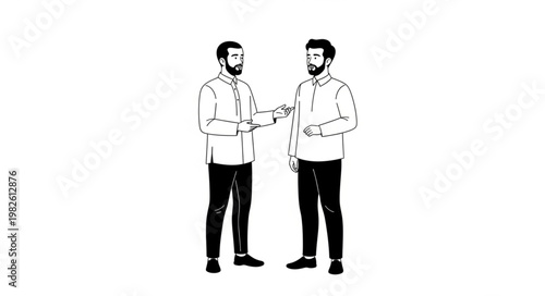 Two men in a conversation, discussing a serious topic with each other.