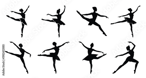  silhouette ballerina set dancing woman collection elegant