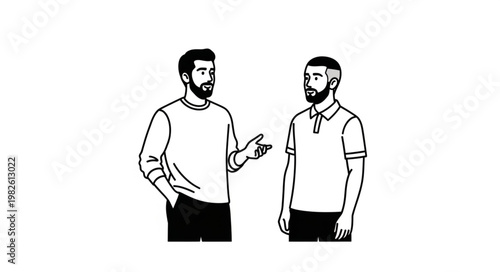 Two men in conversation, discussing ideas and concepts, sharing thoughts and insights.