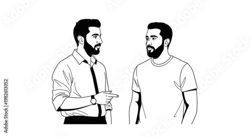 Two men in conversation, discussing ideas and concepts together.