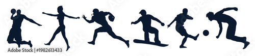  set of various sportsmen s silhouettes in vector