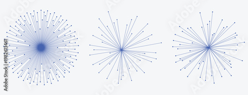 Abstract Blue Radial Lines with Dots Burst – Minimalist Digital Network Connectivity Vector
