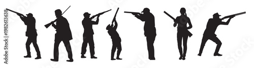 shooting silhouette skeet shooting shooting players