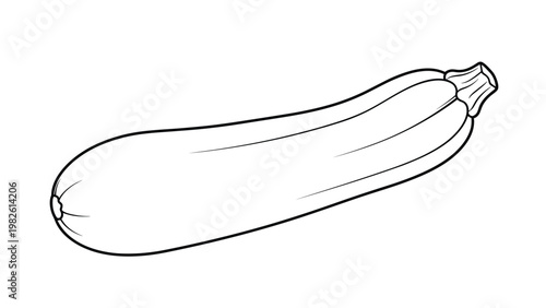 Simple outline drawing of a single zucchini or courgette vegetable shown in a clean line art style for cooking or botanical themes.