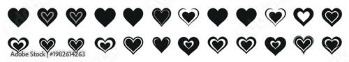  valentines day love heart symbol ions set vector