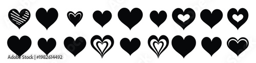 valentines day love heart symbol ions set vector