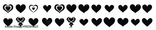  valentines day love heart symbol ions set vector 