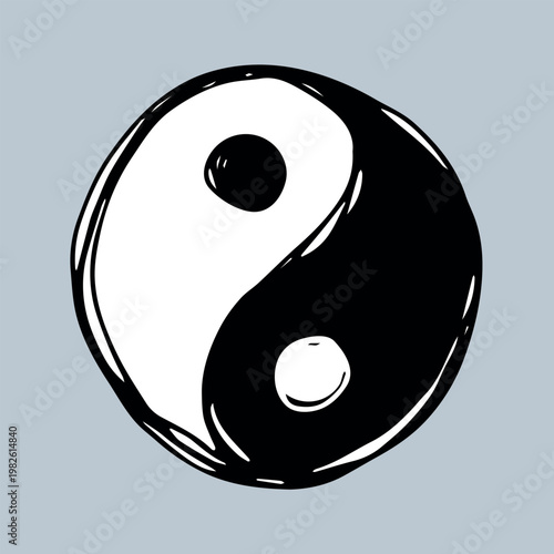 Hand drawn yin yang symbol Zen and Tao Harmony and balance Black and white yin and yang sign Taichi, Taoism, Buddhism, Japan, Chinese, Asian, yoga, meditation, karma, peace, dualism