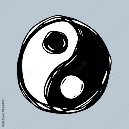 Hand drawn yin yang symbol Zen and Tao Harmony and balance Black and white yin and yang sign Taichi, Taoism, Buddhism, Japan, Chinese, Asian, yoga, meditation, karma, peace, dualism