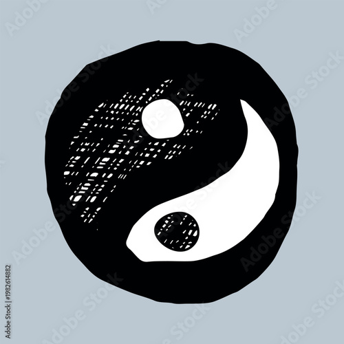 Hand drawn yin yang symbol Zen and Tao Harmony and balance Black and white yin and yang sign Taichi, Taoism, Buddhism, Japan, Chinese, Asian, yoga, meditation, karma, peace, dualism