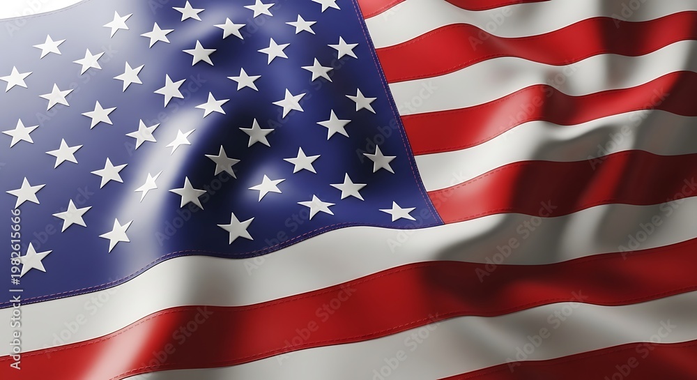 Obraz premium American flag waving with stars and stripes on a blue background with red and white stripes